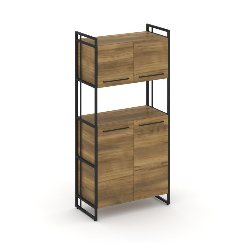 Rift Шкаф 4 ниши широкий RF.SS-42 Сандал Янтарный/Металл Черный/Черный Ручки 798*396*1648