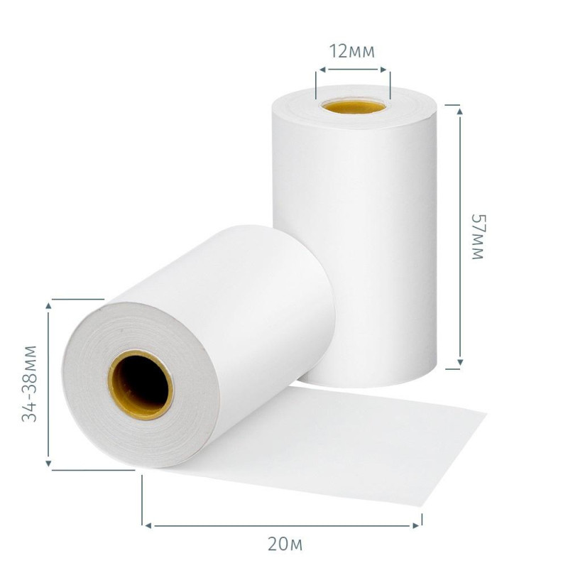 Ролики для касс 57мм (дл20м,вт12,из т/б) 10шт/уп. 24уп/кор (487529)