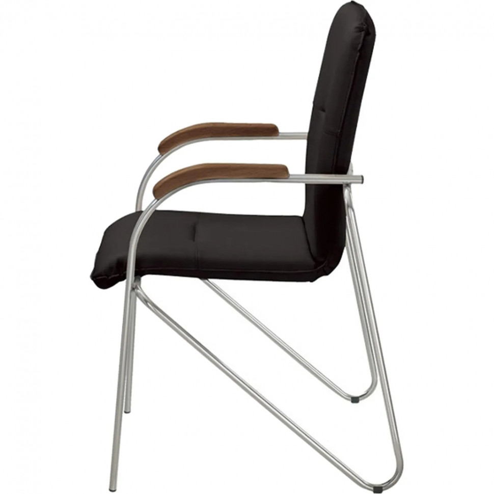 Конференц-кресло UA_EChair SAMBA Chrome к/з черный/орех (V-4 1.031)