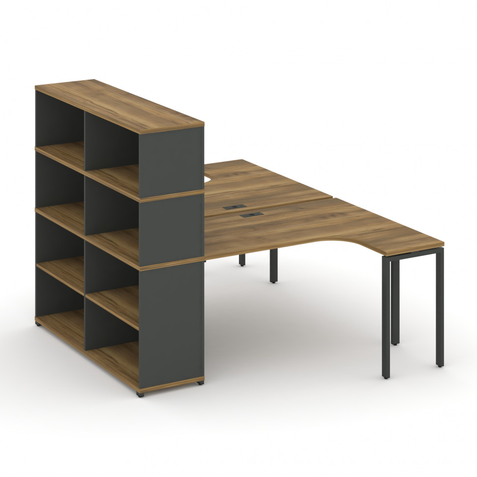 Concept Рабочая станция с опорным стеллажом с надставкой выс. CN.DSA-207 Сандал Янтарный/Антрацит/Ме