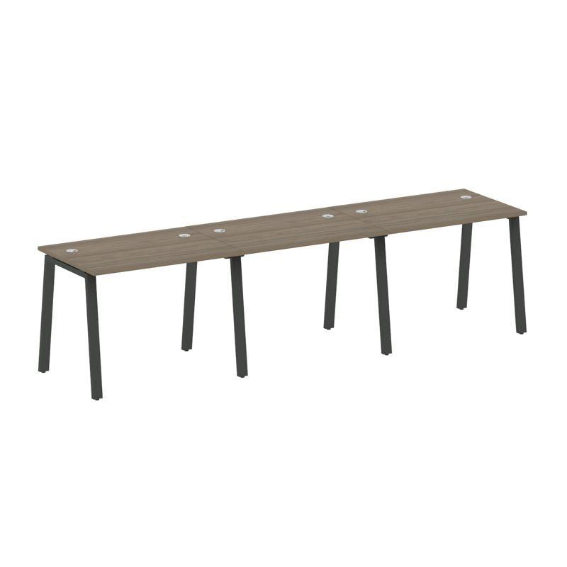 Metal System Рабочая станция на 3 места на А-образном м/к БА.СМ-3.1 Вяз Благородный/Металл Антрацит