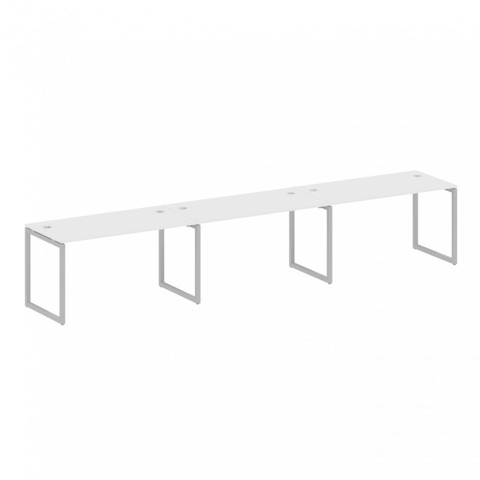 Metal System Quattro Рабочая станция на 3 места на О-образном м/к 40БО.СМ-3.3 Белый/Металл Серый 420