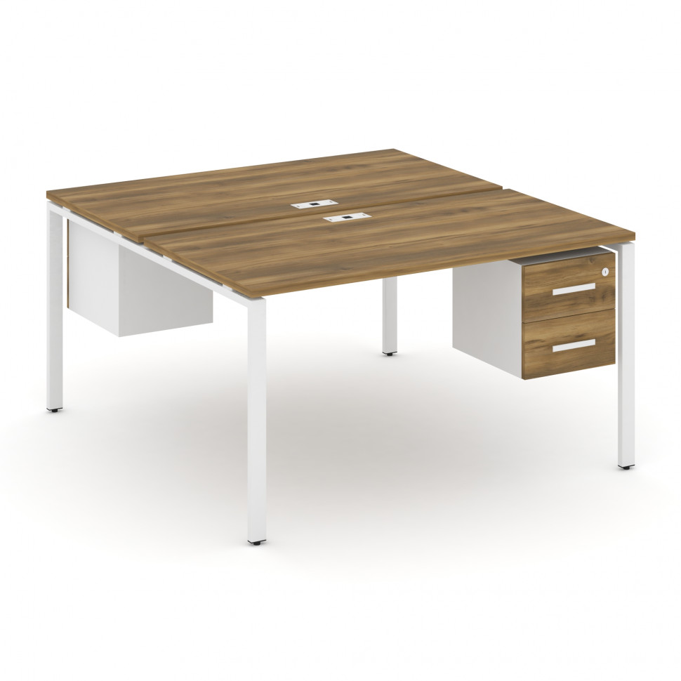 Concept Рабочая станция 2 сторонняя с подвесными тумбами на 2 места CN.DRS-115 W Сандал Янтарный/Бел