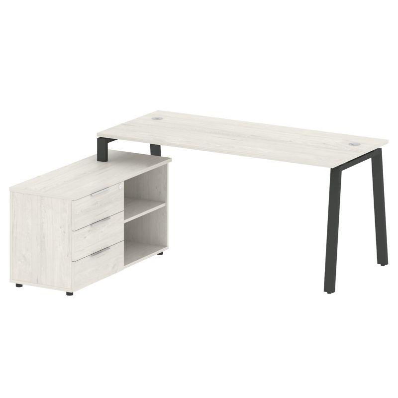 Metal System Рабочая станция с тумбой на А-образном м/к БА.РС-СТС-2.4 (L) Дуб Наварра/Металл Антраци