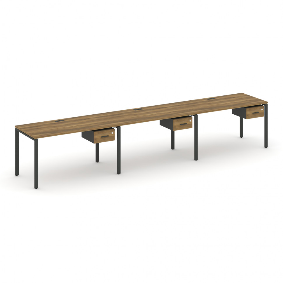 Concept Рабочая станция односторонняя с подвес. тумбами 3 места CN.ORS-129 A Сандал Янтарный/Антраци