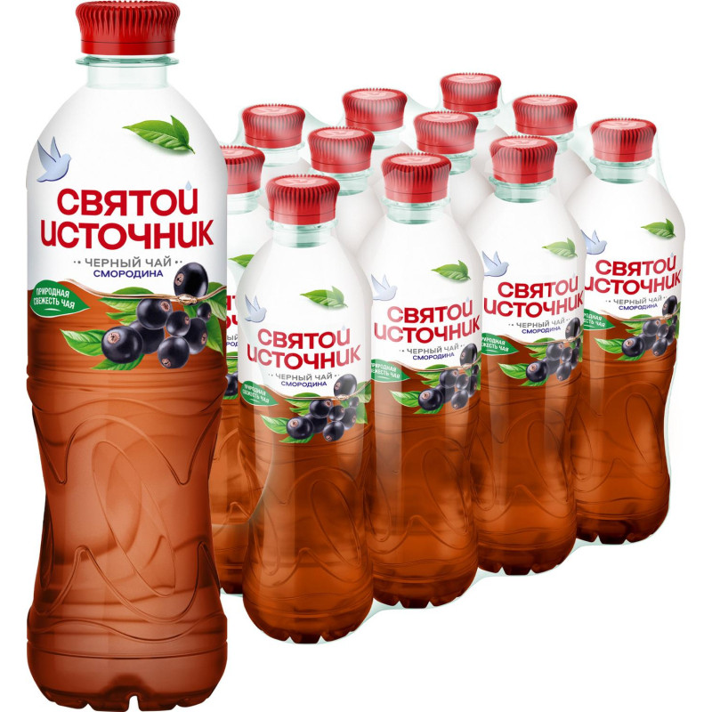 Чай холодный Святой Источник чёрный, чёрная смородина 0,5л