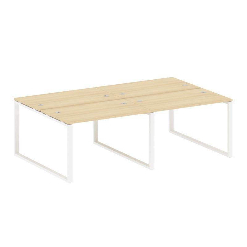 Metal System Рабочая станция на 4 места на О-образном м/к БО.СМ-4.2 Акация Лорка/Металл Белый 2400*1