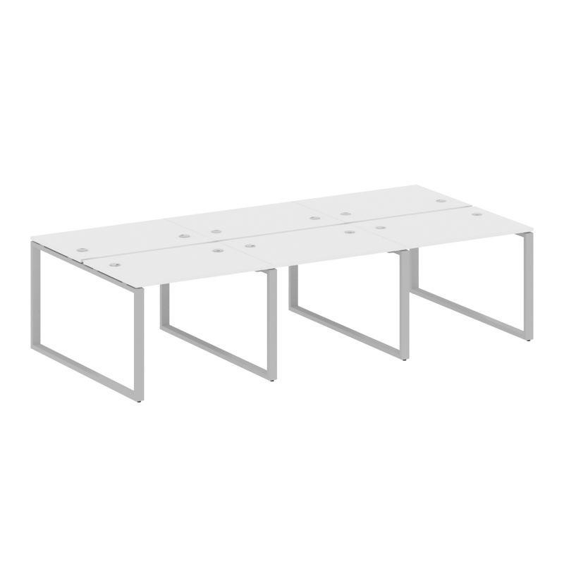 Metal System Рабочая станция на 6 мест на О-образном м/к БО.СМ-6.1 Белый/Металл Серый 3000*1475*750