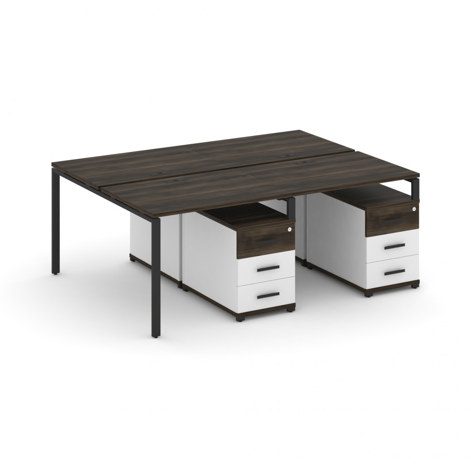 Concept Рабочая станция 4 места с 2 двухсторонними опорными тумбами CN.DRS-317 B Дуб Мали/Белый Брил