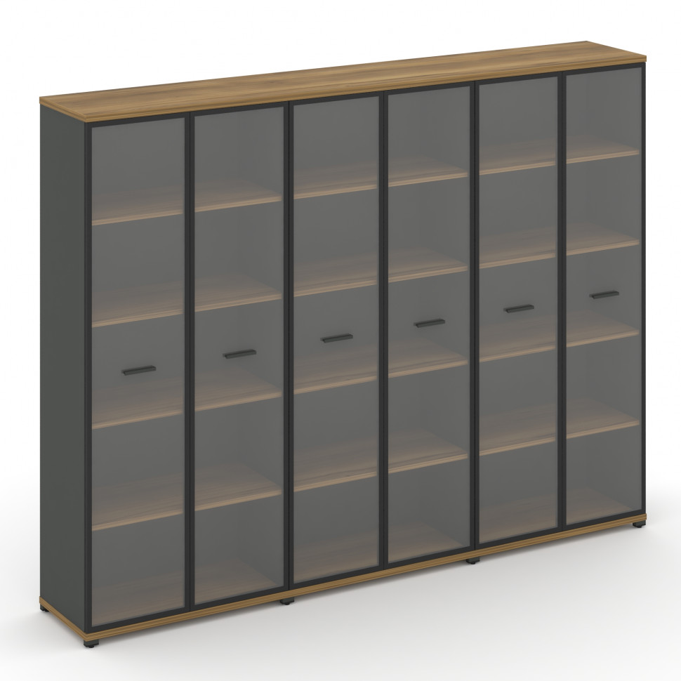 Concept Шкаф 3 широкие секции, 5 ниш CN.STS-538 RPB A Сандал Янтарный/Антрацит/Металл Антрацит/Прозр