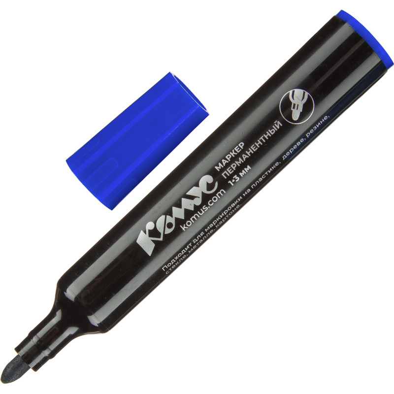 Маркер перманентный КОМУС синий 1-3мм кругл. наконечник