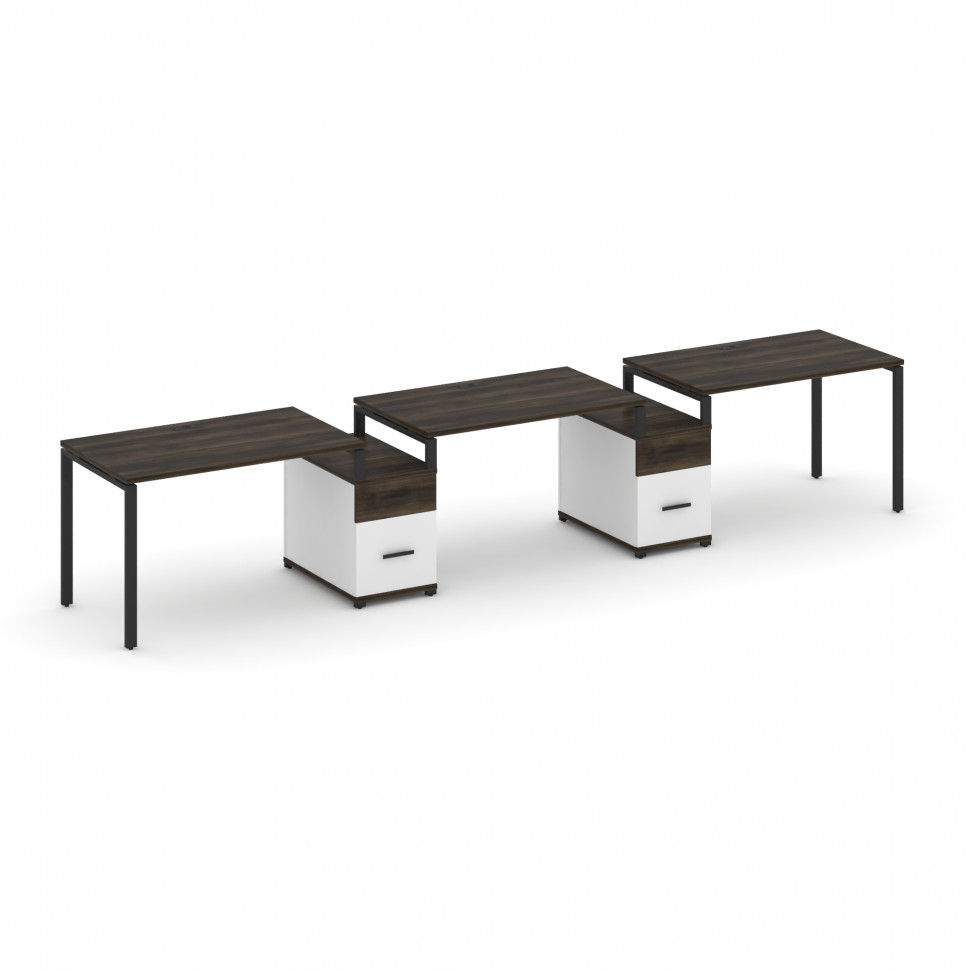 Concept Рабочая станция 3 места с 2 опорными тумбами CN.ORS-330 B Дуб Мали/Белый Бриллиант/Металл Че Concept Рабочая станция 3 места с 2 опорными тумбами CN.ORS-330 B Дуб Мали/Белый Бриллиант/Металл Че