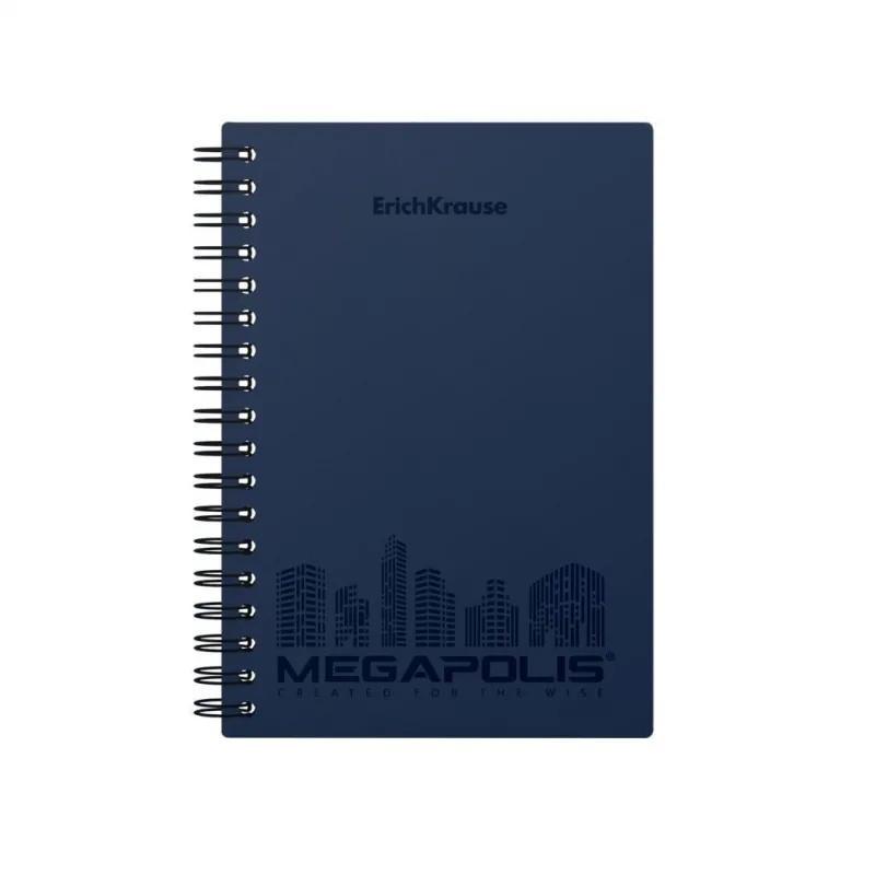 Бизнес-тетрадь А6 Erich Krause MEGAPOLIS 80л обл.пласт,син,спир,клетка45945
