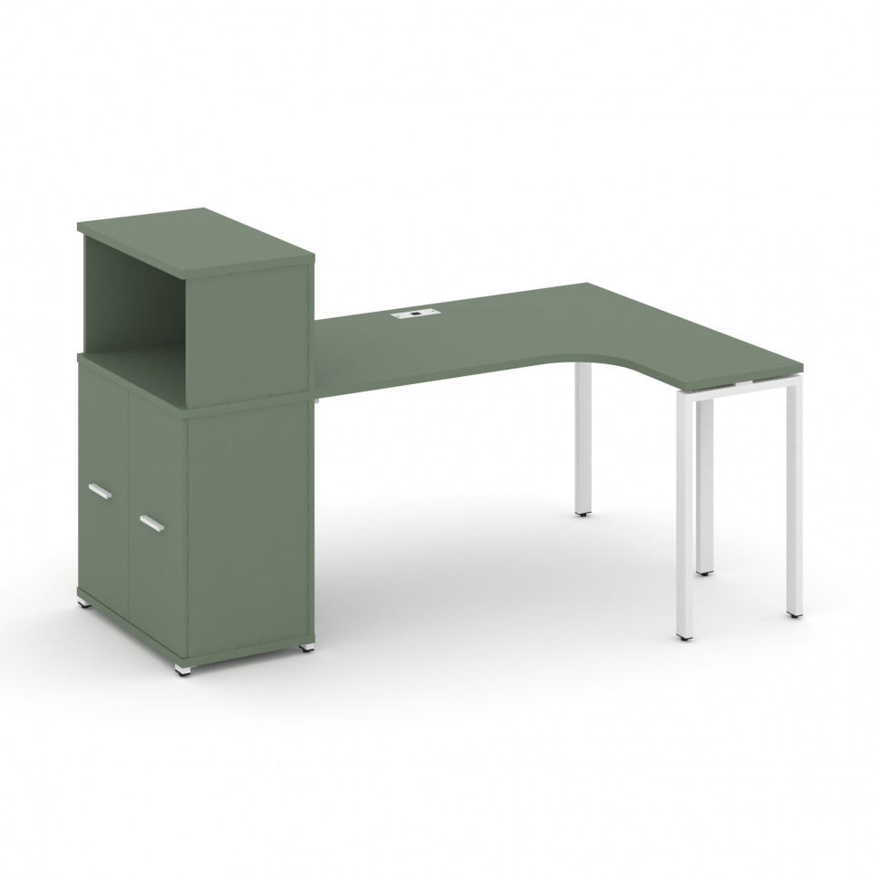 Concept Стол эргономичный с опорным распаш. шкафом с надставкой низ. CN.SA-213(R) W Кобо/Металл Бел Concept Стол эргономичный с опорным распаш. шкафом с надставкой низ. CN.SA-213(R) W Кобо/Металл Бел