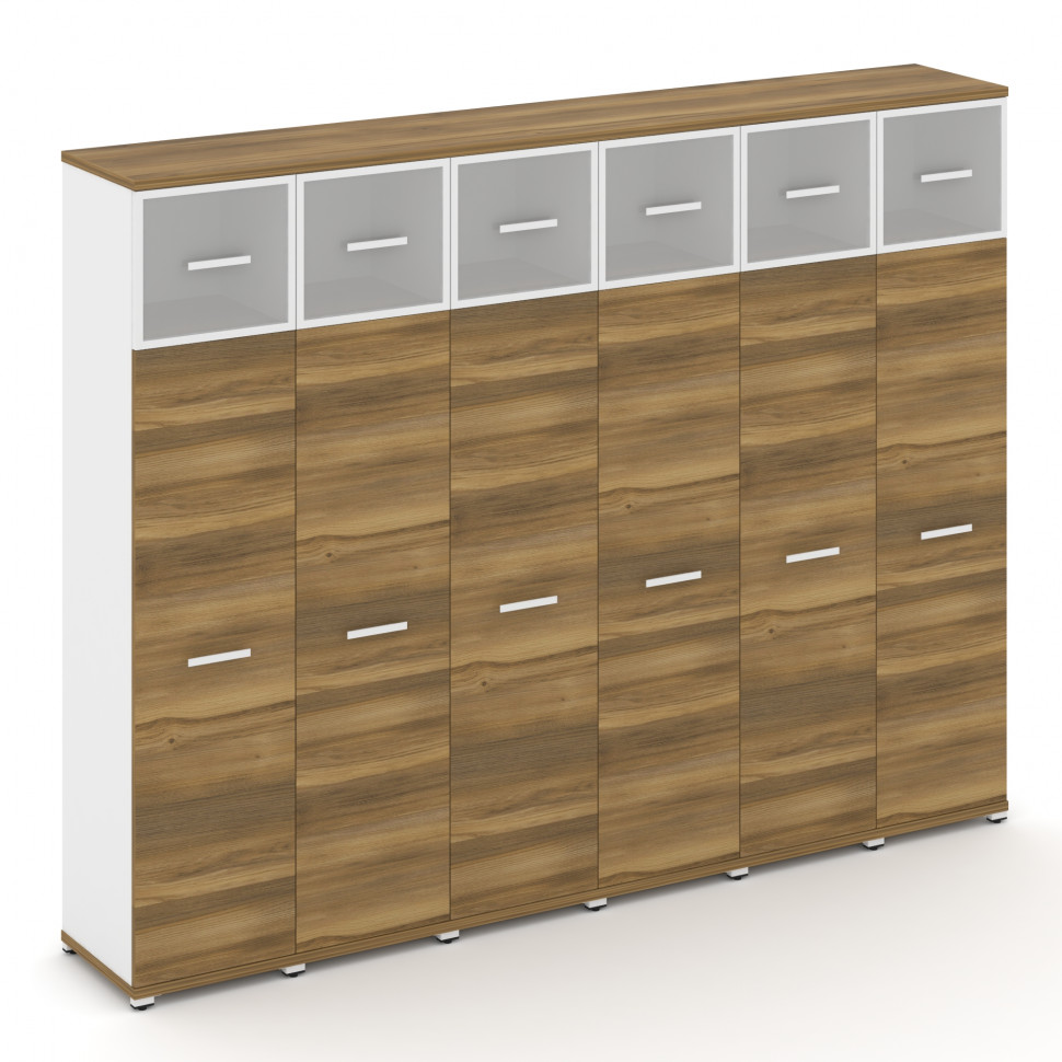 Concept Шкаф 6 узких секций, 5 ниш CN.STU-567 RMW W Сандал Янтарный/Белый Бриллиант/Металл Белый/Сат