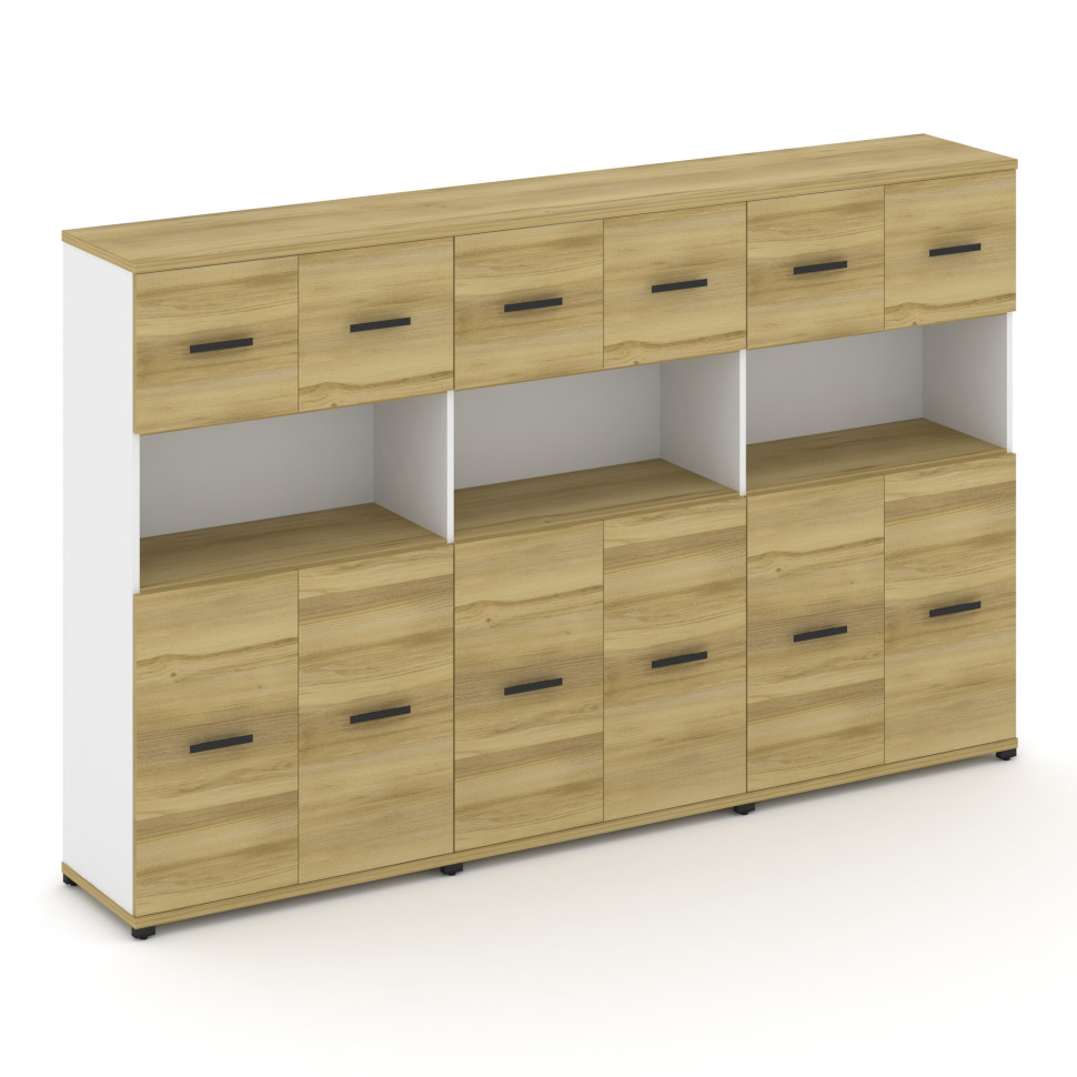 Concept Шкаф 3 широкие секции, 4 ниши CN.STS-435 B Дуб Винченцо/Белый Бриллиант/Металл Черный 2500*4 Concept Шкаф 3 широкие секции, 4 ниши CN.STS-435 B Дуб Винченцо/Белый Бриллиант/Металл Черный 2500*4