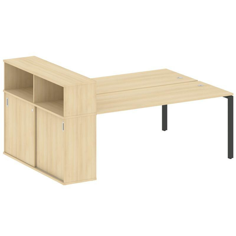 Metal System Рабочая станция с шкафом-купе на П-образном м/к БП.РС-СШК-2.5 Т Акация Лорка/Металл Ант