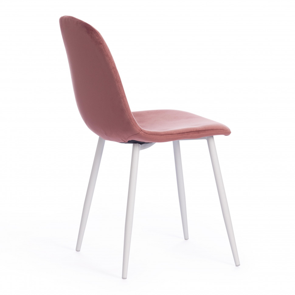 Стул BREEZE (mod. 4724) Велюр/металл , 44 х 53 х 87 см, Coral (коралловый) HLR44 / белый