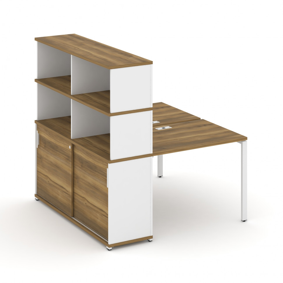 Concept Рабочая станция с опорным шкафом-купе с надставкой выс. CN.DRS-241 W Сандал Янтарный/Белый Б Concept Рабочая станция с опорным шкафом-купе с надставкой выс. CN.DRS-241 W Сандал Янтарный/Белый Б
