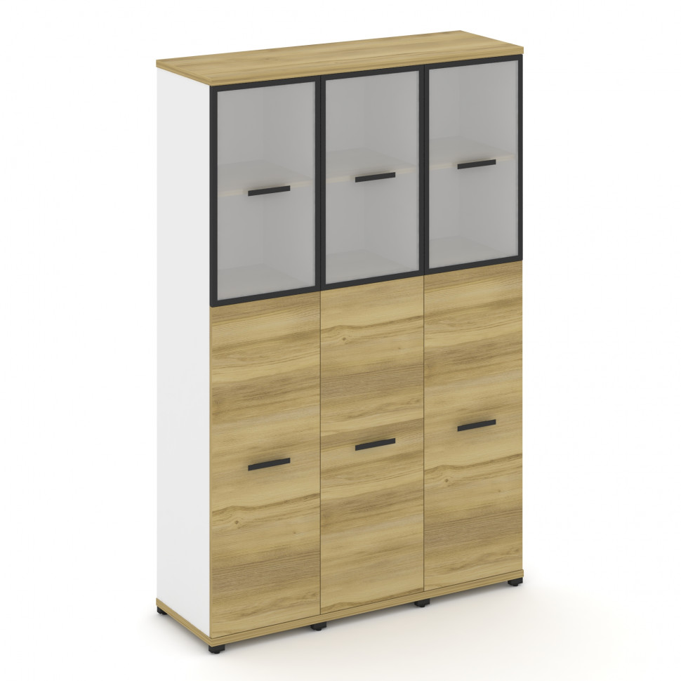 Concept Шкаф 3 узкие секции, 5 ниш CN.STU-535 RMB B Дуб Винченцо/Белый Бриллиант/Металл Черный/Сатин