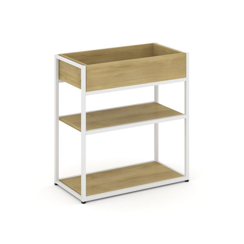 Rift Стеллаж металлический низкий приставной  RF.STM-013 Дуб Винченцо/Металл Белый 796*350*750