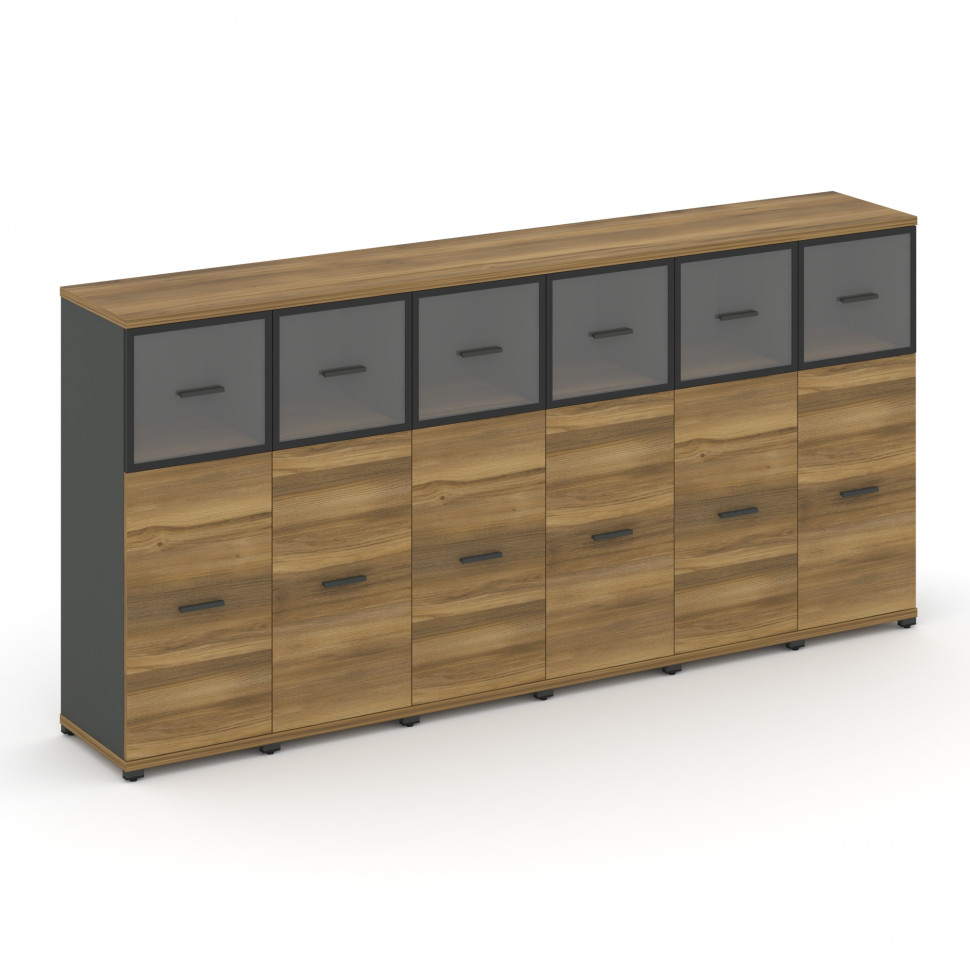 Concept Шкаф 6 узких секций, 3 ниши CN.STU-364 RPB A Сандал Янтарный/Антрацит/Металл Антрацит/Прозра