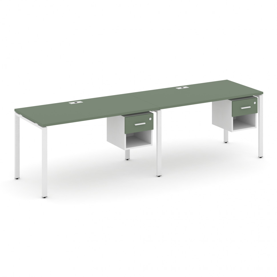 Concept Рабочая станция односторонняя с подвес. тумбами 2 места CN.ORS-118 W Кобо/Белый Бриллиант/Ме