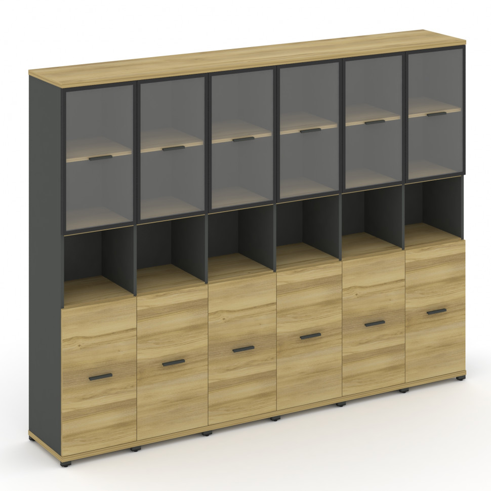 Concept Шкаф 6 узких секций, 5 ниш CN.STU-563 RPB A Дуб Винченцо/Антрацит/Металл Антрацит/Прозрачный Concept Шкаф 6 узких секций, 5 ниш CN.STU-563 RPB A Дуб Винченцо/Антрацит/Металл Антрацит/Прозрачный