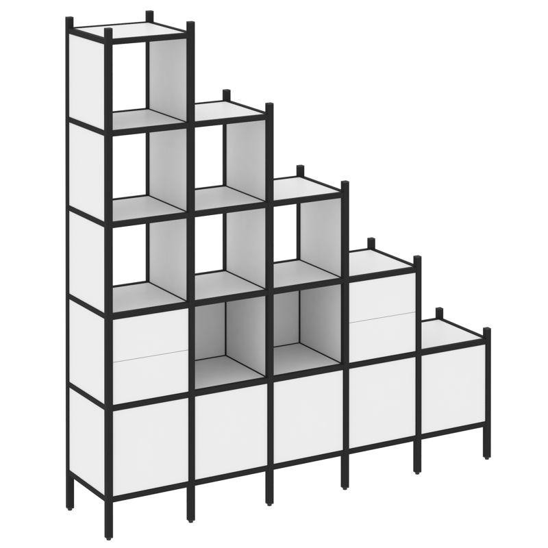 Loft Прямой стеллаж VR.L-23 Белый Бриллиант/Металл Черный 2110*446*2280