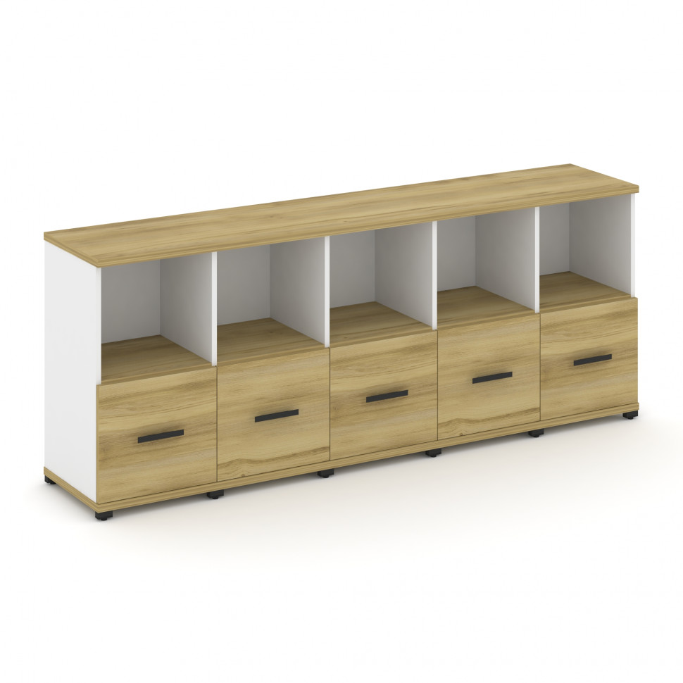 Concept Шкаф 5 узких секций, 2 ниши CN.STU-251 B Дуб Винченцо/Белый Бриллиант/Металл Черный 2084*420