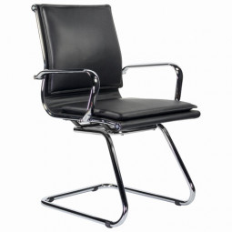 Кресло для приемных и переговорных BRABIX "Kayman CF-102", экокожа, хром, черное, 532572