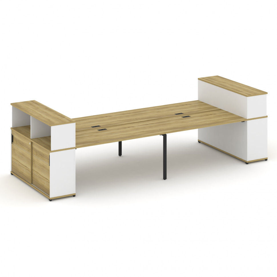 Concept Рабочая станция с опорными шкафами-купе с надставкой низ. CN.DRS-284 B Дуб Винченцо/Белый Бр
