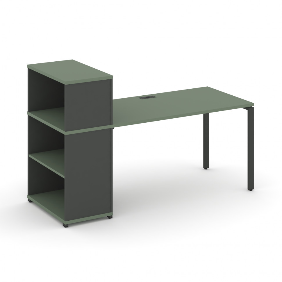 Concept Стол рабочий с опорным стеллажом с надставкой низ. CN.SP-211 Кобо/Антрацит/Металл Антрацит 1