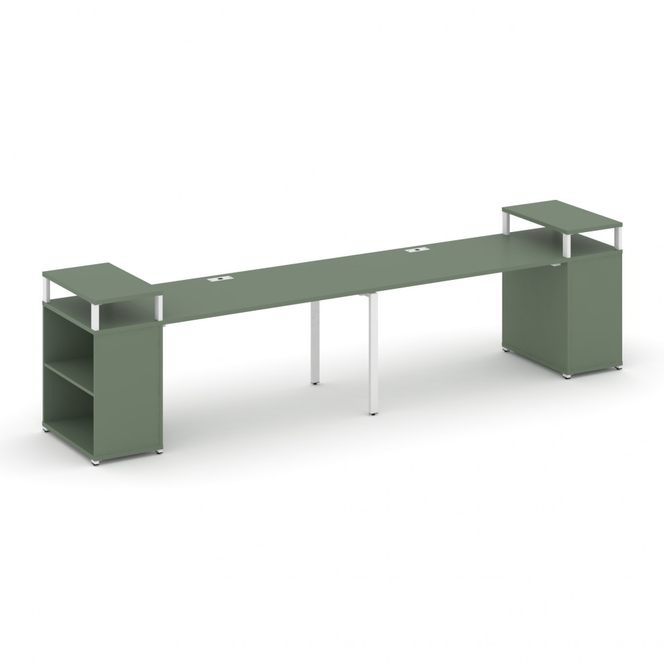 Concept Рабочая станция с опорными стеллажами с верх. горизонтами CN.ORS-205 Кобо/Металл Белый 2800*