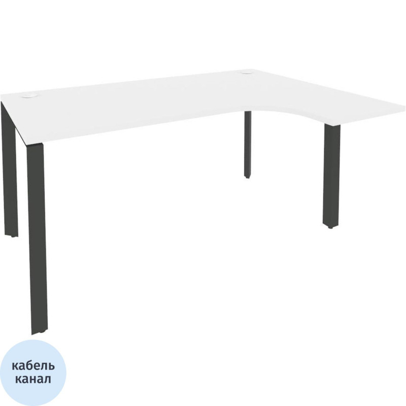 Стол KYN_0MX_ONIX-П правый П на металлокаркасе O.MP-SA-4Rбелый брил./антрац