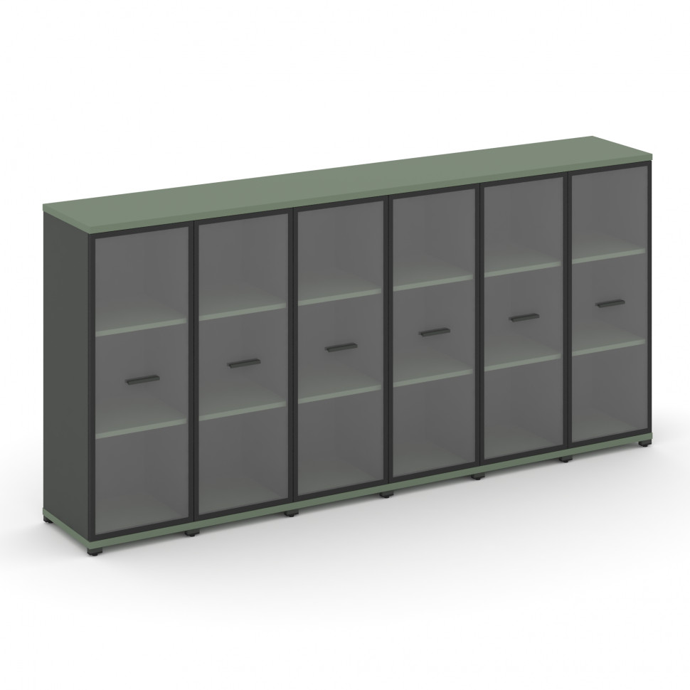 Concept Шкаф 6 узких секций, 3 ниши CN.STU-366 RPB A Кобо/Антрацит/Металл Антрацит/Прозрачный 2500*4