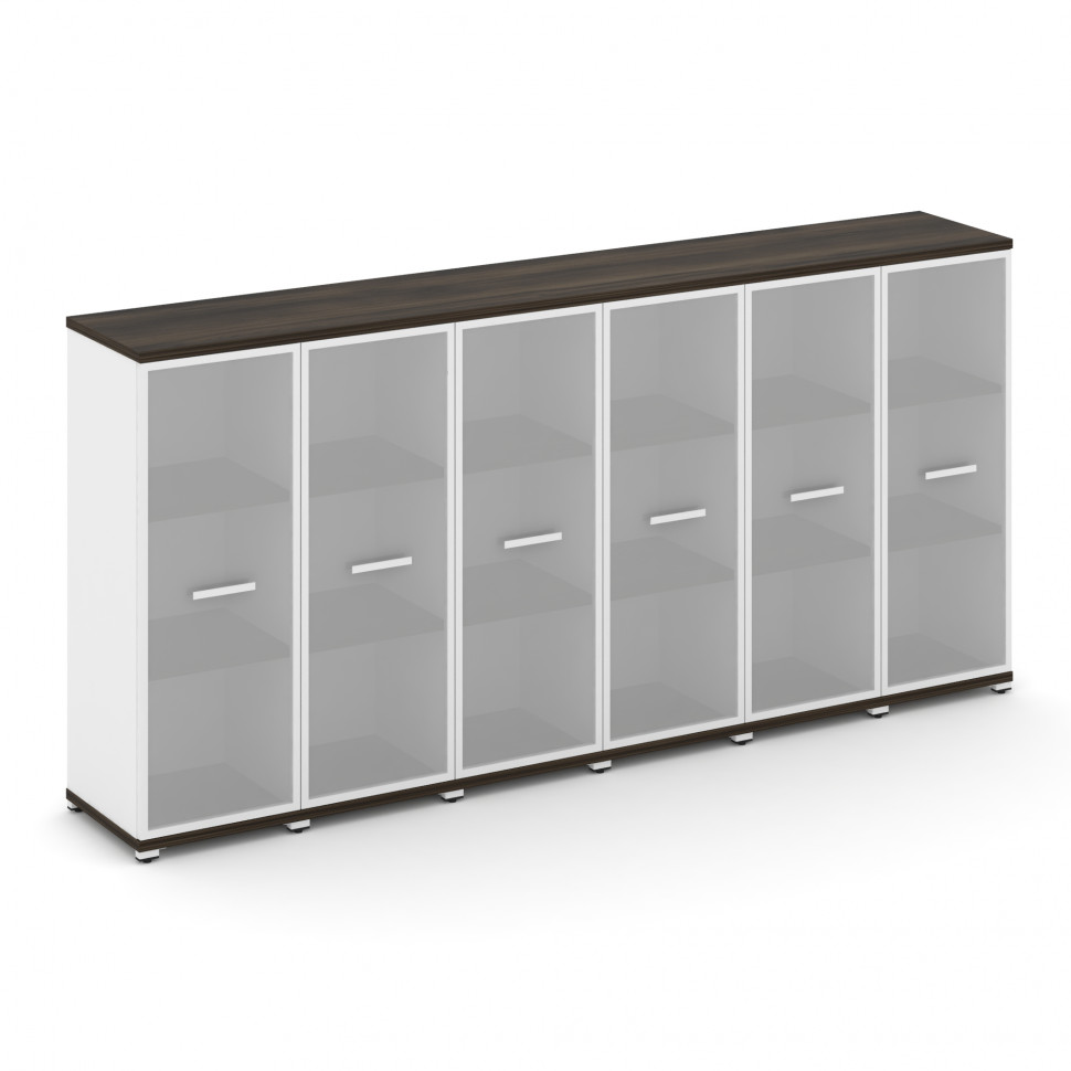 Concept Шкаф 6 узких секций, 3 ниши CN.STU-366 RMW W Дуб Мали/Белый Бриллиант/Металл Белый/Сатин 250