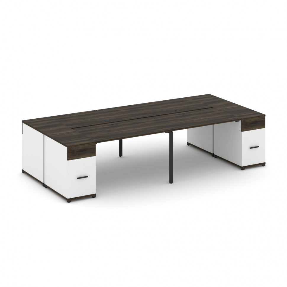 Concept Рабочая станция 4 места с 2 опорными тумбами CN.DRS-430 B Дуб Мали/Белый Бриллиант/Металл Че Concept Рабочая станция 4 места с 2 опорными тумбами CN.DRS-430 B Дуб Мали/Белый Бриллиант/Металл Че