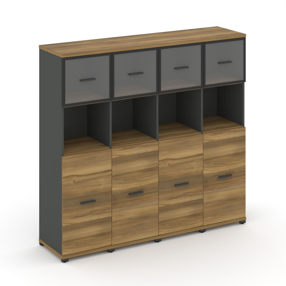 Concept Шкаф 4 узкие секции, 4 ниши CN.STU-445 RPB A Сандал Янтарный/Антрацит/Металл Антрацит/Прозра