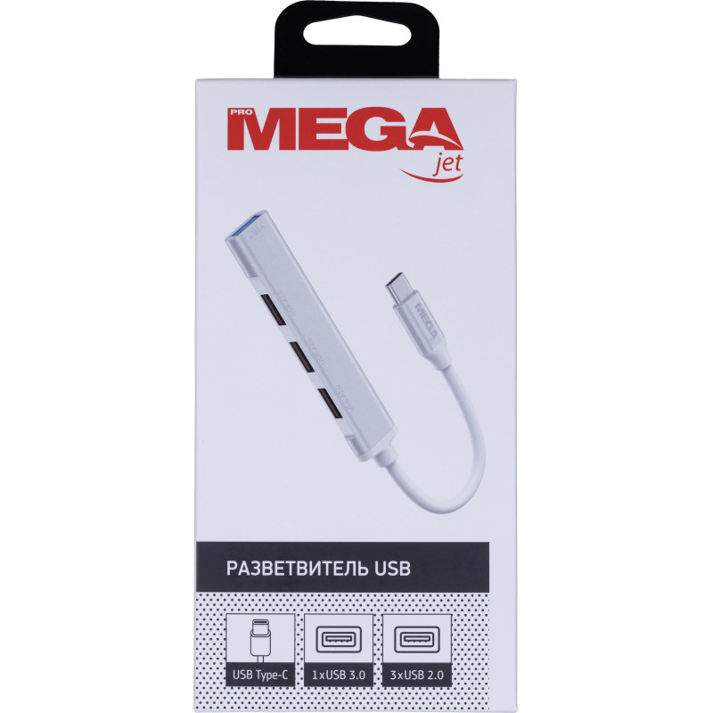 Разветвитель USB ProMega Jet HS001 USB3.0x1/USB 2.0x3/серебристый