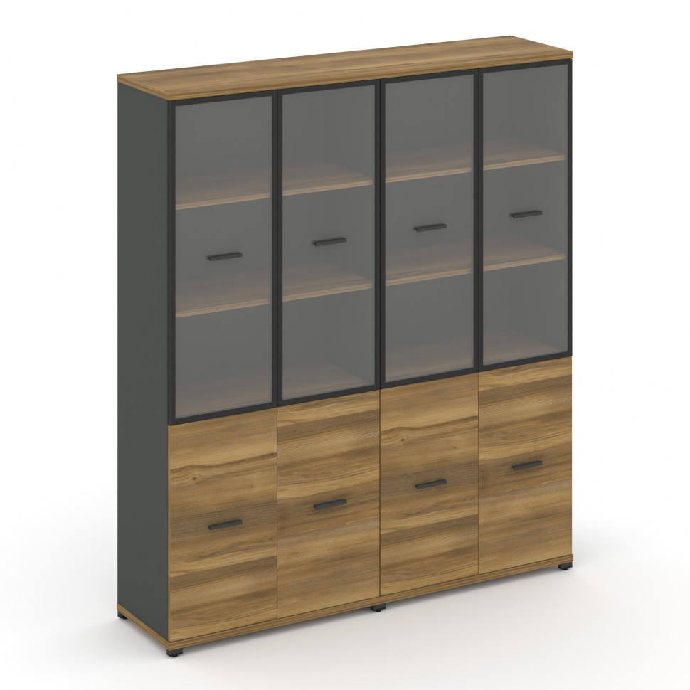 Concept Шкаф 2 широкие секции, 5 ниш CN.STS-522 RPB A Сандал Янтарный/Антрацит/Металл Антрацит/Прозр