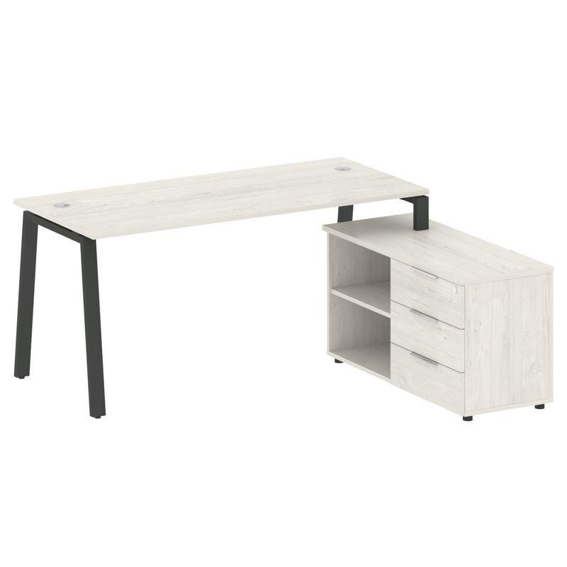 Metal System Рабочая станция с тумбой на А-образном м/к БА.РС-СТС-2.4 (R) Дуб Наварра/Металл Антраци