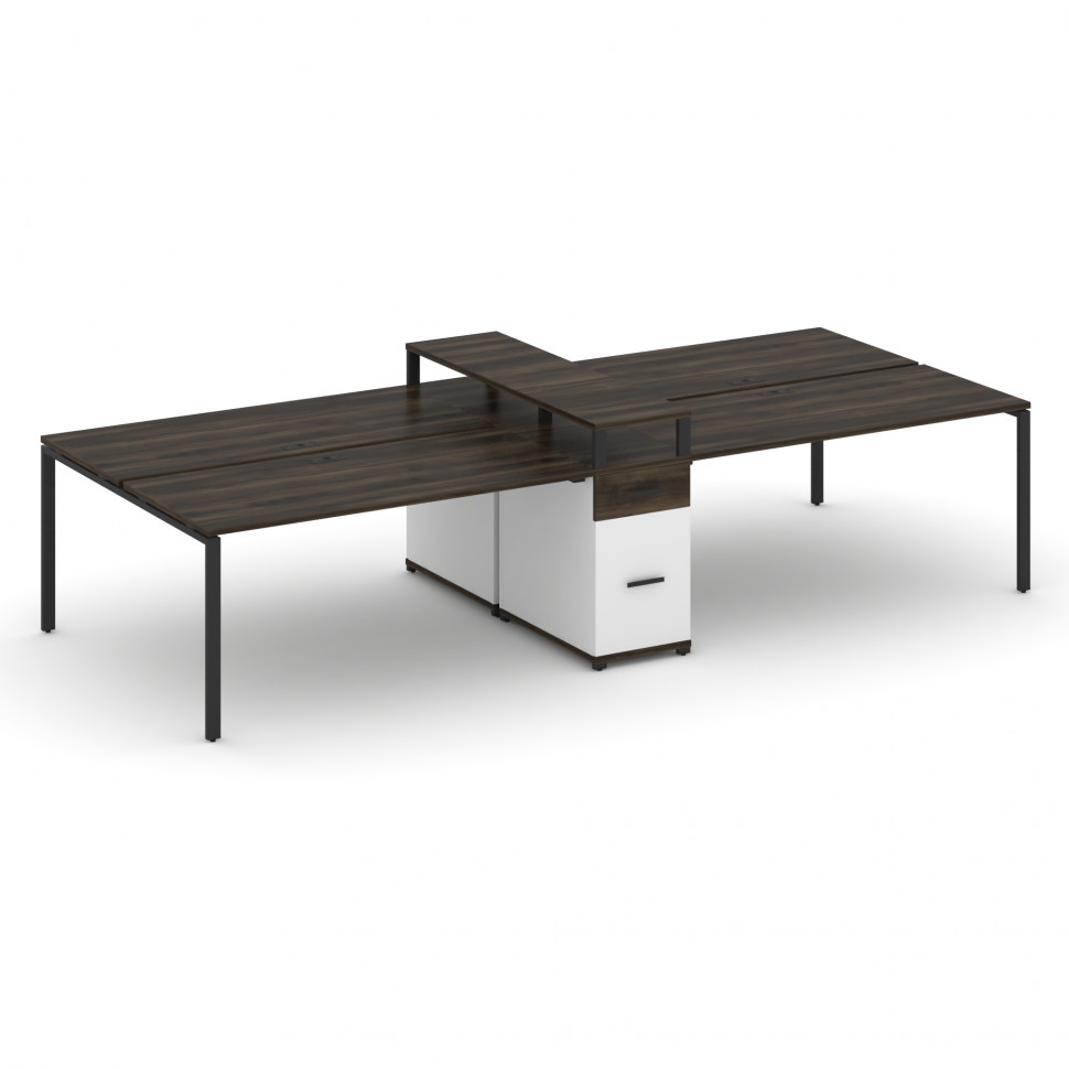 Concept Рабочая станция 4 места с 1 опорной тумбой CN.DRS-440 B Дуб Мали/Белый Бриллиант/Металл Черн