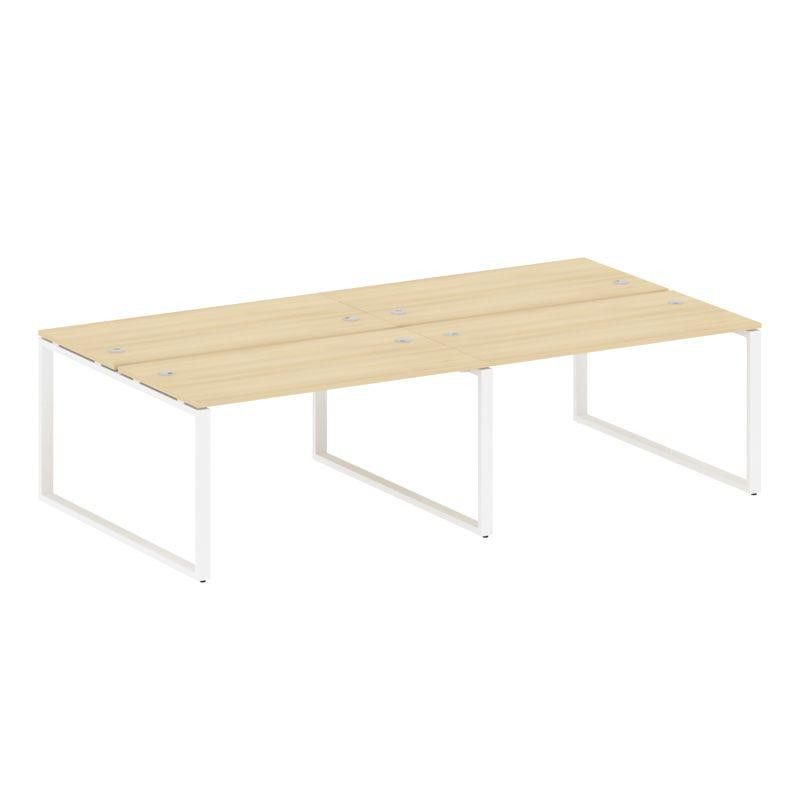 Metal System Рабочая станция на 4 места на О-образном м/к БО.СМ-4.3 Акация Лорка/Металл Белый 2800*1