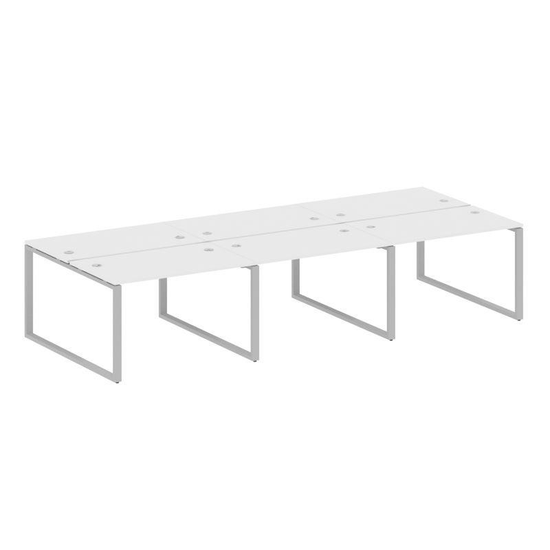 Metal System Рабочая станция на 6 мест на О-образном м/к БО.СМ-6.2 Белый/Металл Серый 3600*1475*750