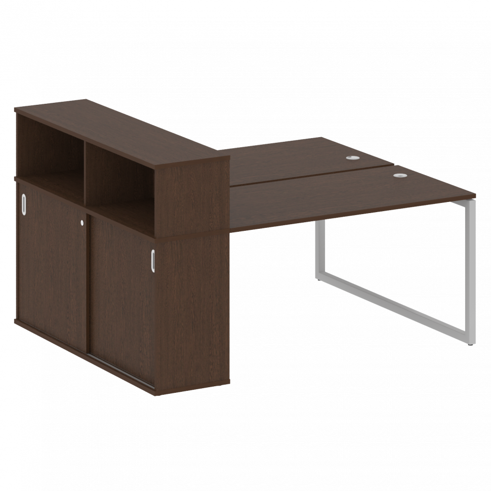 Metal System Quattro Рабочая станция с шкафом-купе на О-образном м/к 40БО.РС-СШК-2.3 Т Венге Цаво/Ме