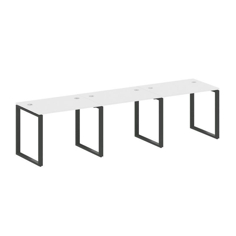 Metal System Рабочая станция на 3 места на О-образном м/к БО.СМ-3.1 Белый/Металл Антрацит 3000*720*7