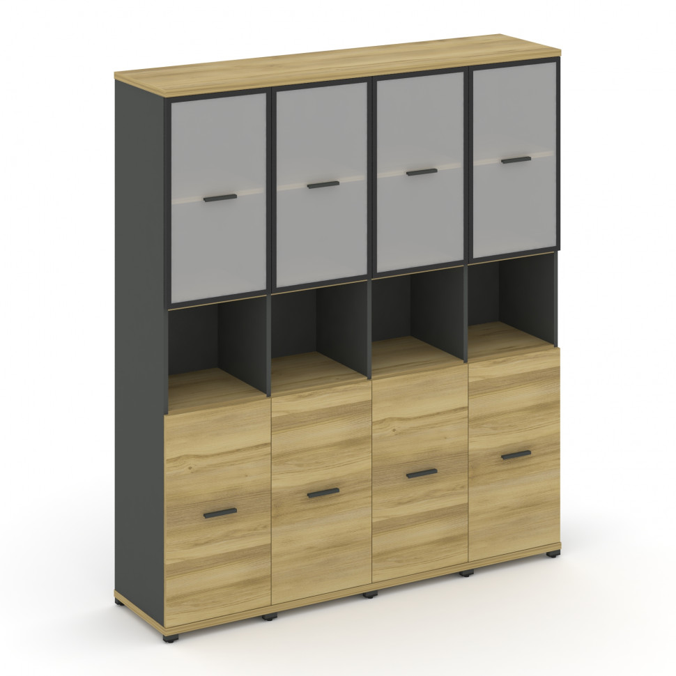 Concept Шкаф 4 узкие секции, 5 ниш CN.STU-543 RMB A Дуб Винченцо/Антрацит/Металл Антрацит/Сатин 1668