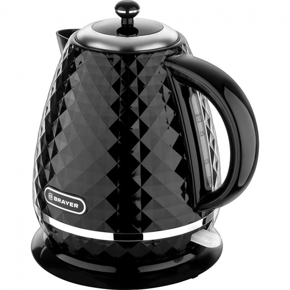 Чайник электрический BRAYER BR1008BK, 2200 Вт, 1,7 л, Strix, автоотключ