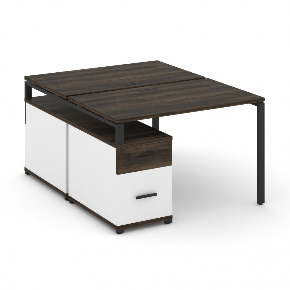 Concept Рабочая станция 2 места с двухсторонней опорной тумбой CN.DRS-306 B Дуб Мали/Белый Бриллиант